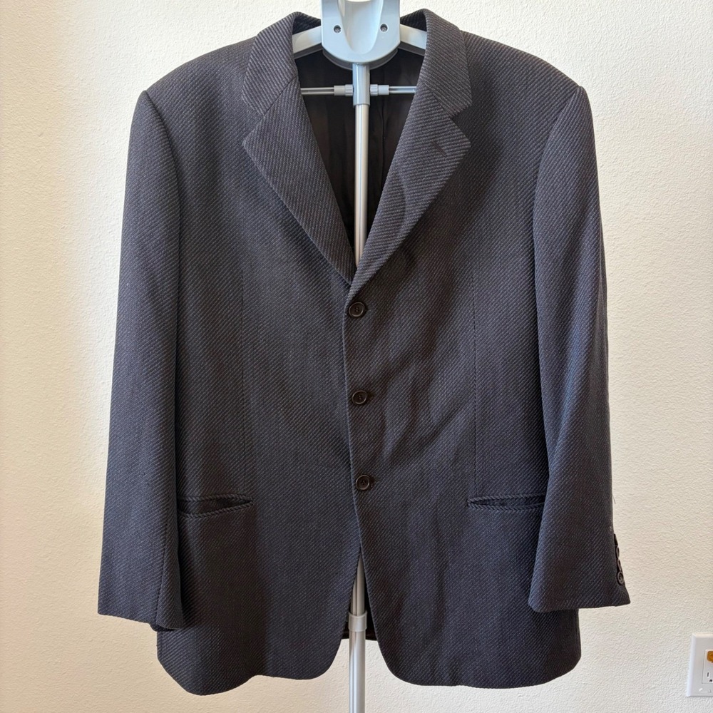 Armani Collezioni Blazer Mens 46R Brown 100% Wool 3-Button Sport Coat Italy